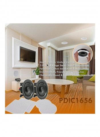 2-Piece In-Ceiling 2-Way Speaker System PDIC1656 Silver