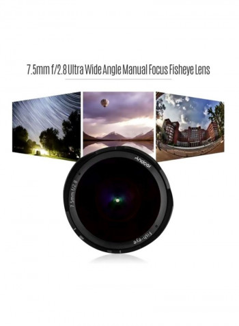 Manual Focus Fisheye Lens Ultra Wide Angle 6.1x6cm Black
