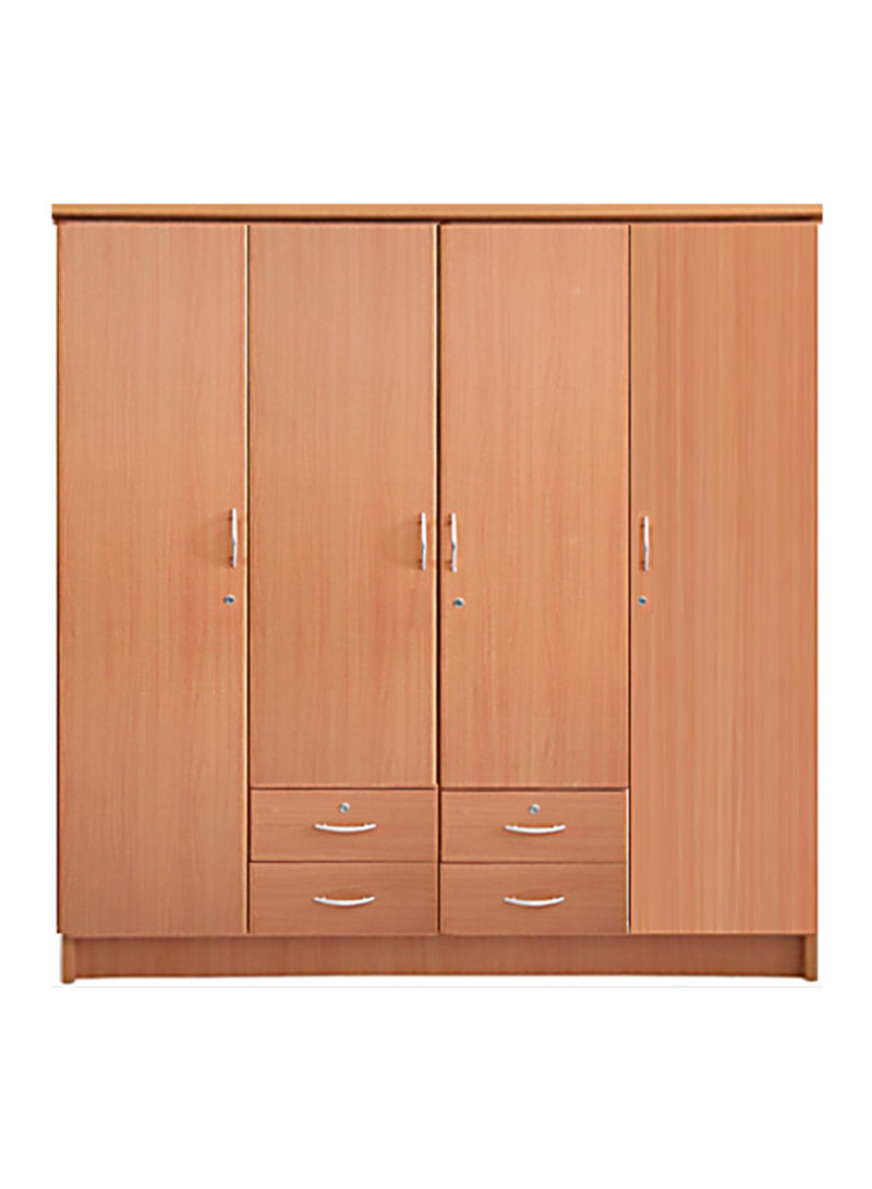 4-Door Teak Wood Cabinet Beige 180x200x180centimeter