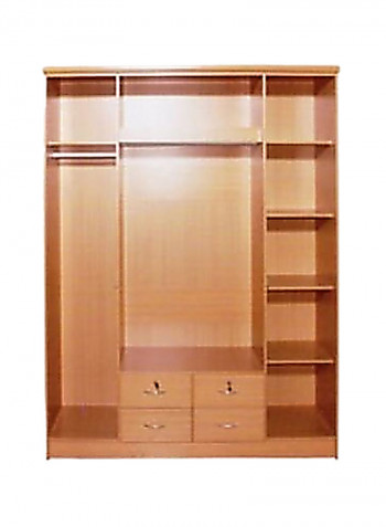 4-Door Teak Wood Cabinet Beige 180x200x180centimeter