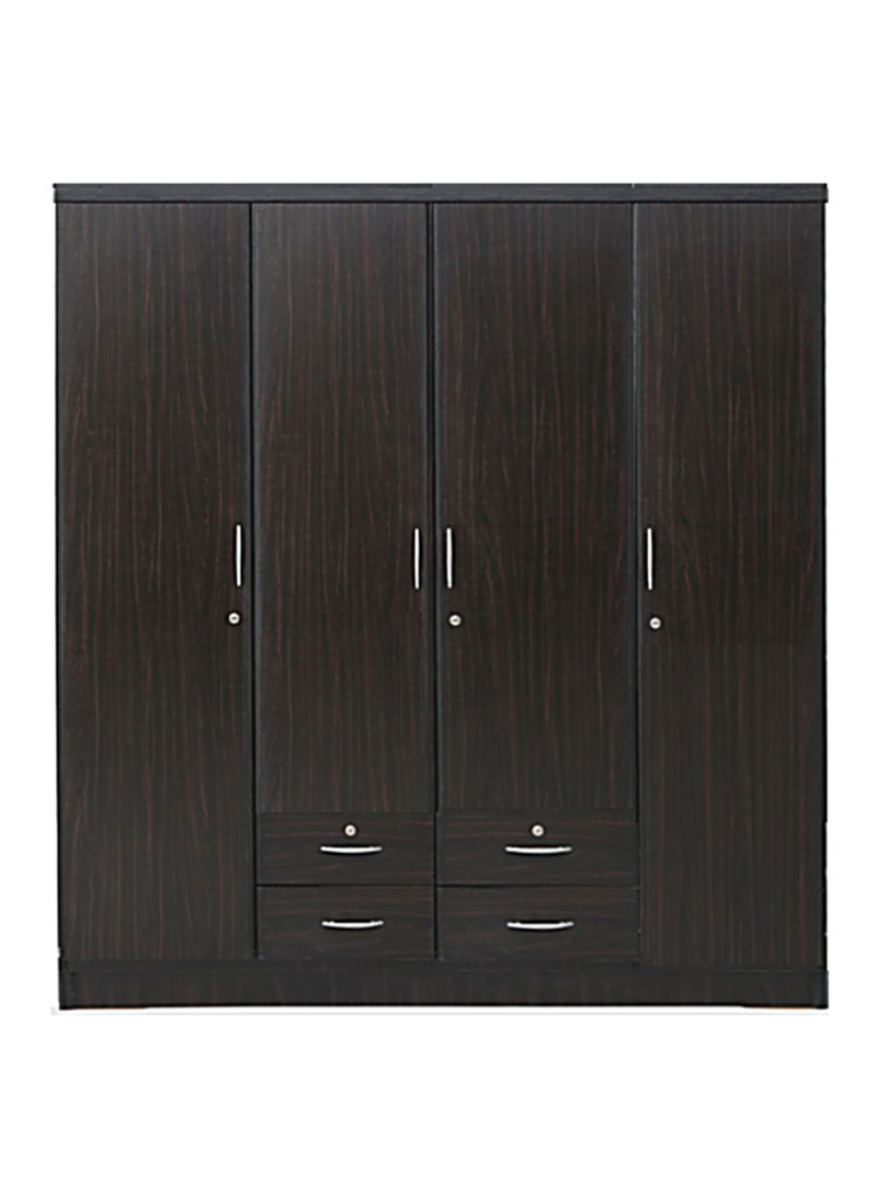 4-Door Teak Wood Cabinet Brown 180x200x52centimeter