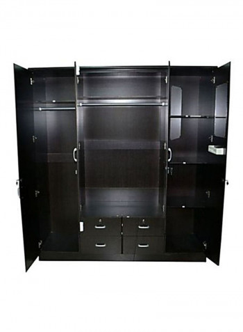 4-Door Teak Wood Cabinet Brown 180x200x52centimeter