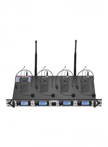 D4-2 Professional Wireless Uhf Microphone System Set Black