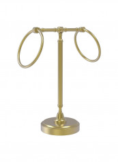 Vanity Top 2-Ring Guest Towel Holder Satin Brass 13x15x6.25inch