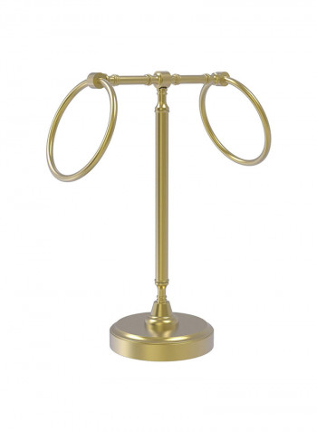 Vanity Top 2-Ring Guest Towel Holder Satin Brass 13x15x6.25inch