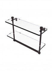 2-Tier Glass Shelf With Integrated Towel Holder Clear/Brown 16x5x12inch