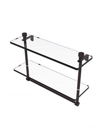 2-Tier Glass Shelf With Integrated Towel Holder Clear/Brown 16x5x12inch