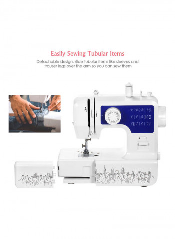 Portable Electric Sewing Machine White/Blue 29x13x25.5cm