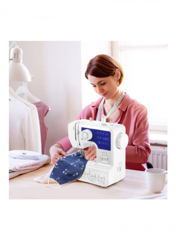 Portable Electric Sewing Machine White/Blue 29x13x25.5cm