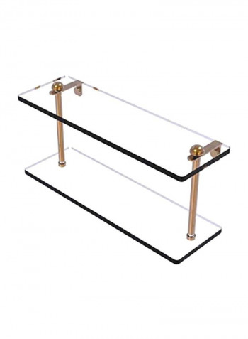 2-Tier Brass Glass Shelf Bronze/Clear 16x5inch