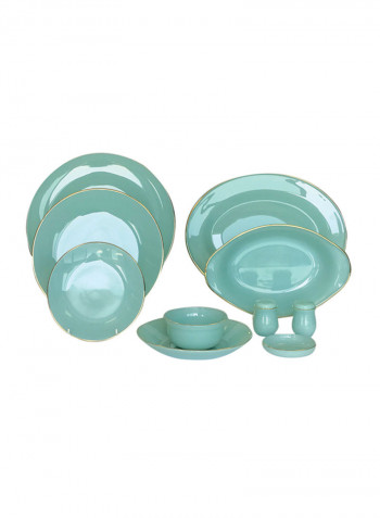 35-Piece Opal Glass Dinner Set Blue