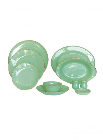 35-Piece Opal Glass Dinner Set Green