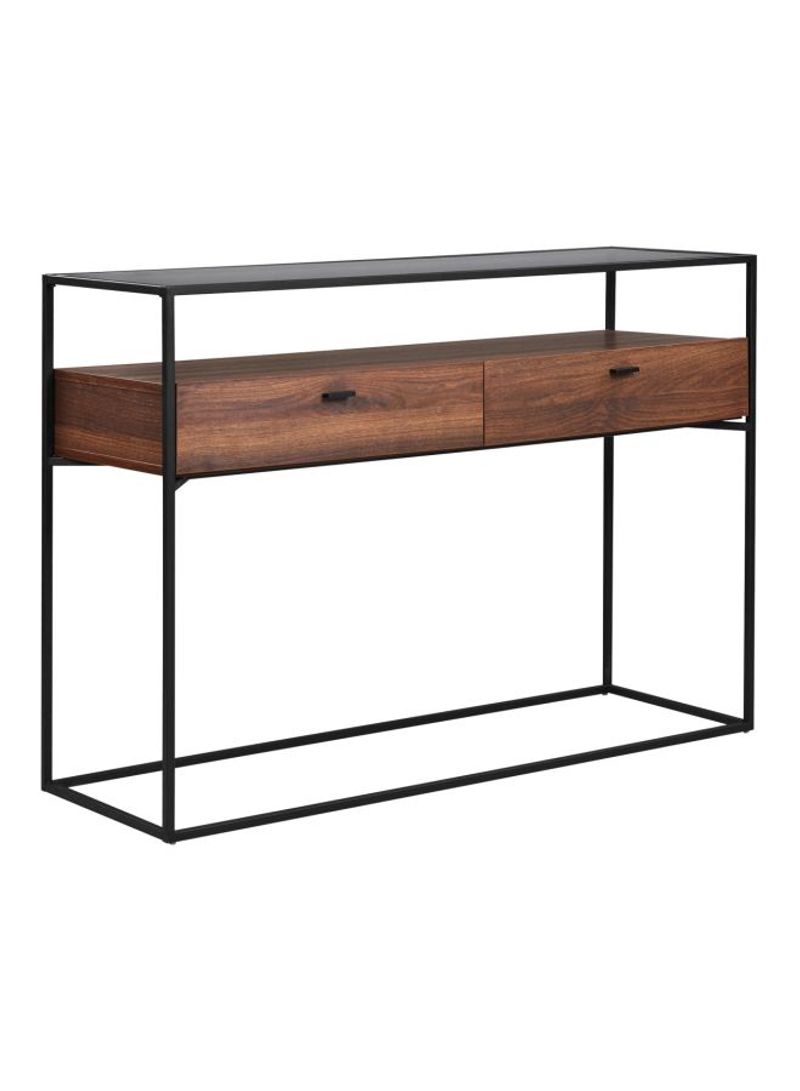 Ruby Console Table With Glass Top Brown/Black