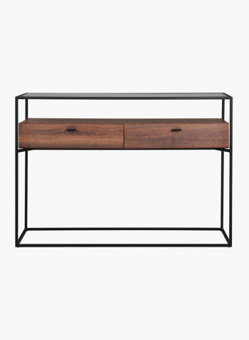 Ruby Console Table With Glass Top Brown/Black