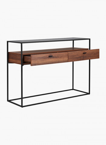 Ruby Console Table With Glass Top Brown/Black