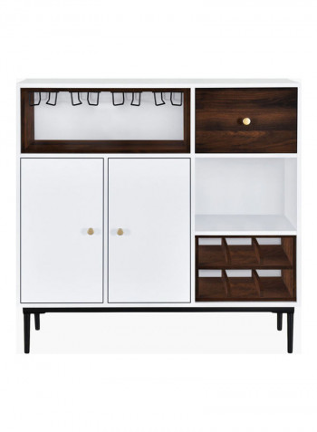 Natalia 3-Shelf Bar Cabinet Sideboard White/Brown