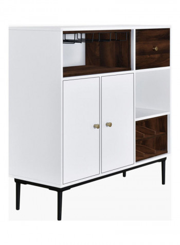 Natalia 3-Shelf Bar Cabinet Sideboard White/Brown