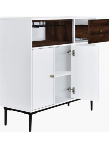 Natalia 3-Shelf Bar Cabinet Sideboard White/Brown
