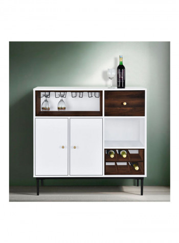 Natalia 3-Shelf Bar Cabinet Sideboard White/Brown