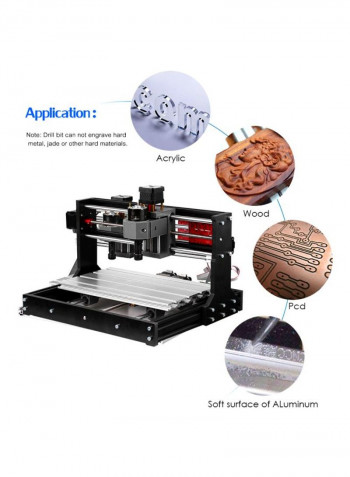 3-Axis CNC Machine Engraver With Offline Controller Red/Silver/Black 44x25x18centimeter