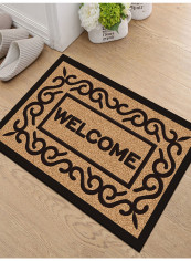 Letter Pattern Retro Style Door Mat Black/Brown 140(W)x200(L)centimeter