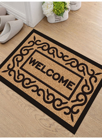 Letter Pattern Retro Style Door Mat Black/Brown 140(W)x200(L)centimeter
