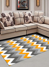 Anti-Skid Wave Print Carpet Mustard 140x200centimeter