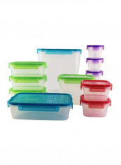 24-Piece Food Storage Container Set Clear/Red/Blue