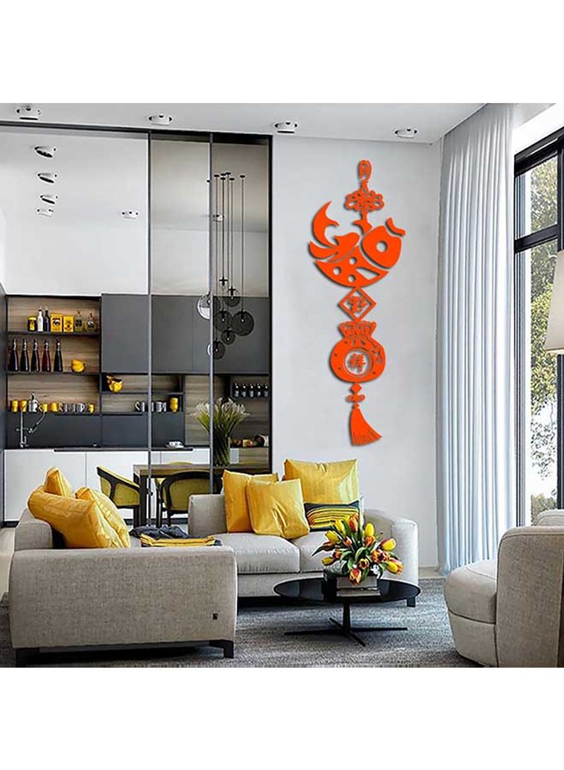 Creative Chinese Style Fish Knot Design Acrylic Wall Sticker Orange