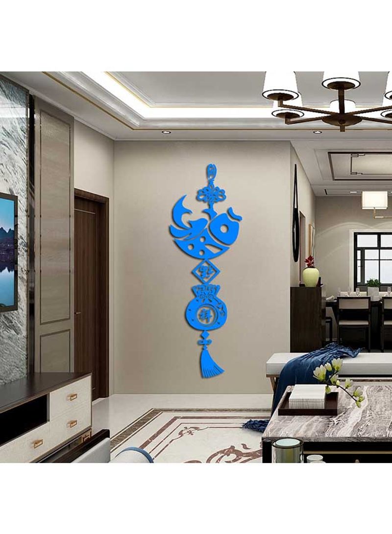 Creative Fish Chinese Knot Design Acrylic Wall Sticker Blue