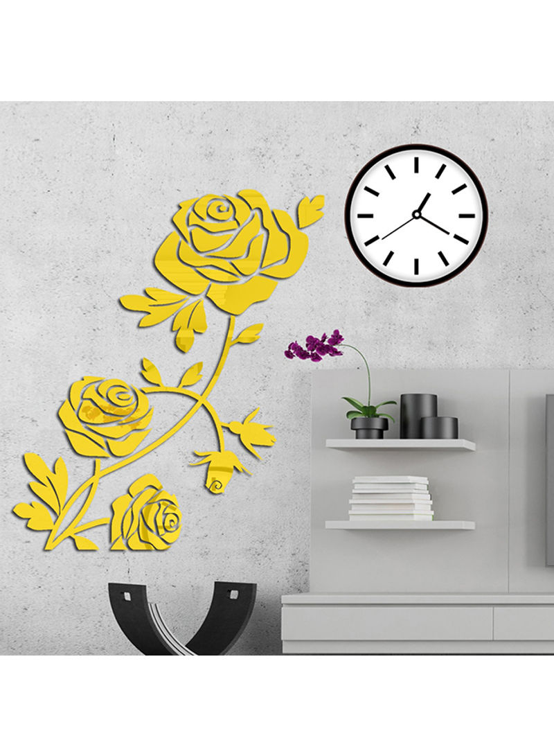 3D Acrylic Rose Flower Wall Sticker Gold 60x90cm