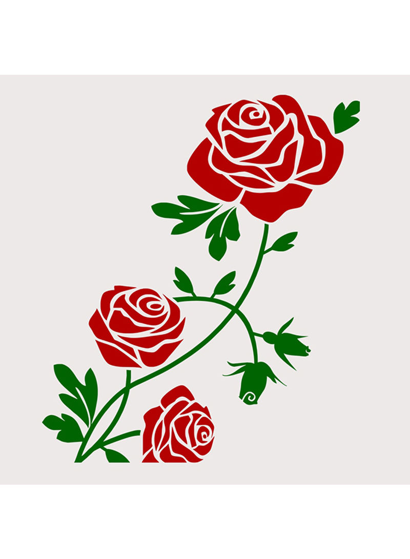 3D Acrylic Rose Flower Wall Sticker Red/Green 60x90cm