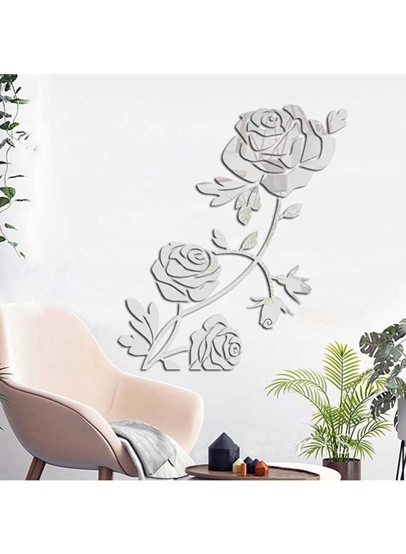 3D Acrylic Rose Flower Wall Sticker Silver