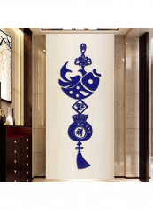 Creative Chinese Style Fish Knot Design Acrylic Wall Sticker Blue