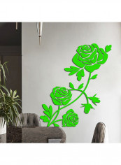 1-Piece 3D Acrylic Rose Flower Wall Sticker Green 60 x 90cm