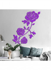 3D Acrylic Rose Flower Wall Sticker Purple 60x90cm