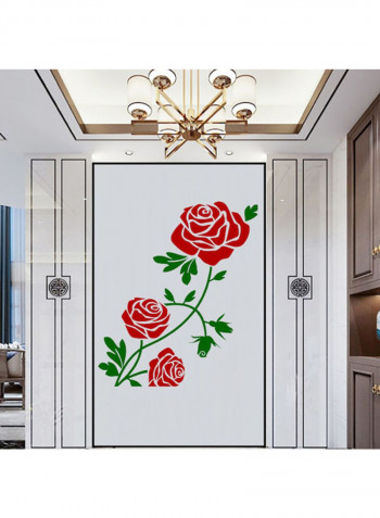 3D Acrylic Rose Flower Wall Sticker Self-Adhesive Red/Green