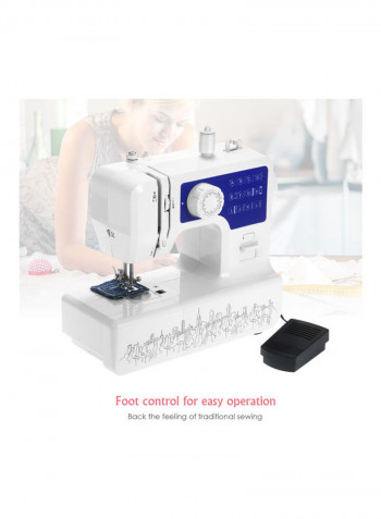 Portable Electric Sewing Machine White/Blue 29x13x25.5cm
