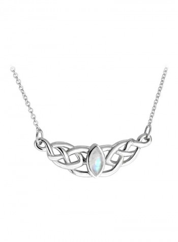 925 Sterling Silver Moonstone Studded Pendant Necklace