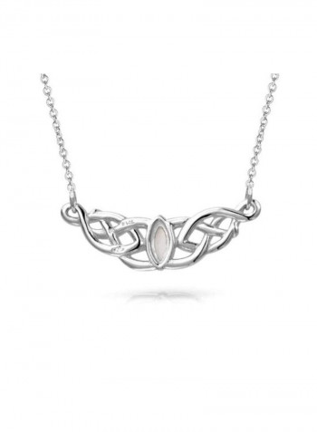 925 Sterling Silver Moonstone Studded Pendant Necklace