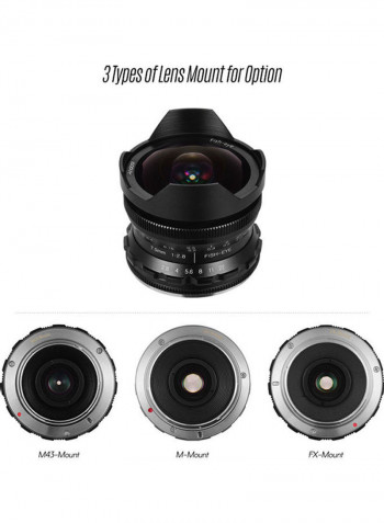 F/2.8 Manual Focus Fisheye Lens 2.4inch Black