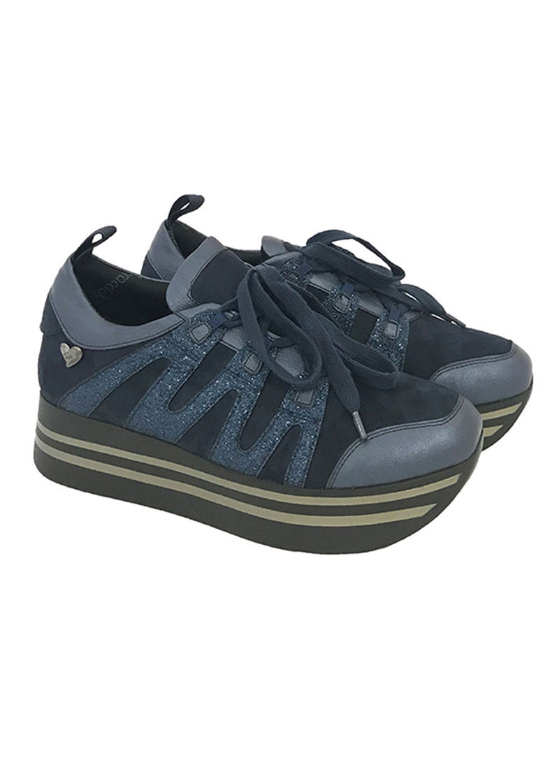 Lace-Up Low Top Sneakers Navy