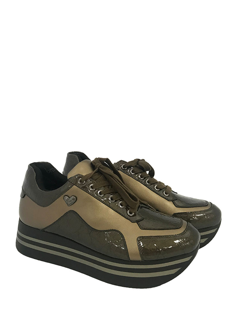 Women's Lace-Up Low Top Sneakers Brown