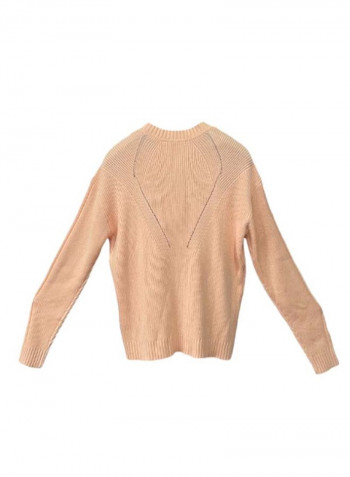 Solid Pattern Knitted Sweater Peach