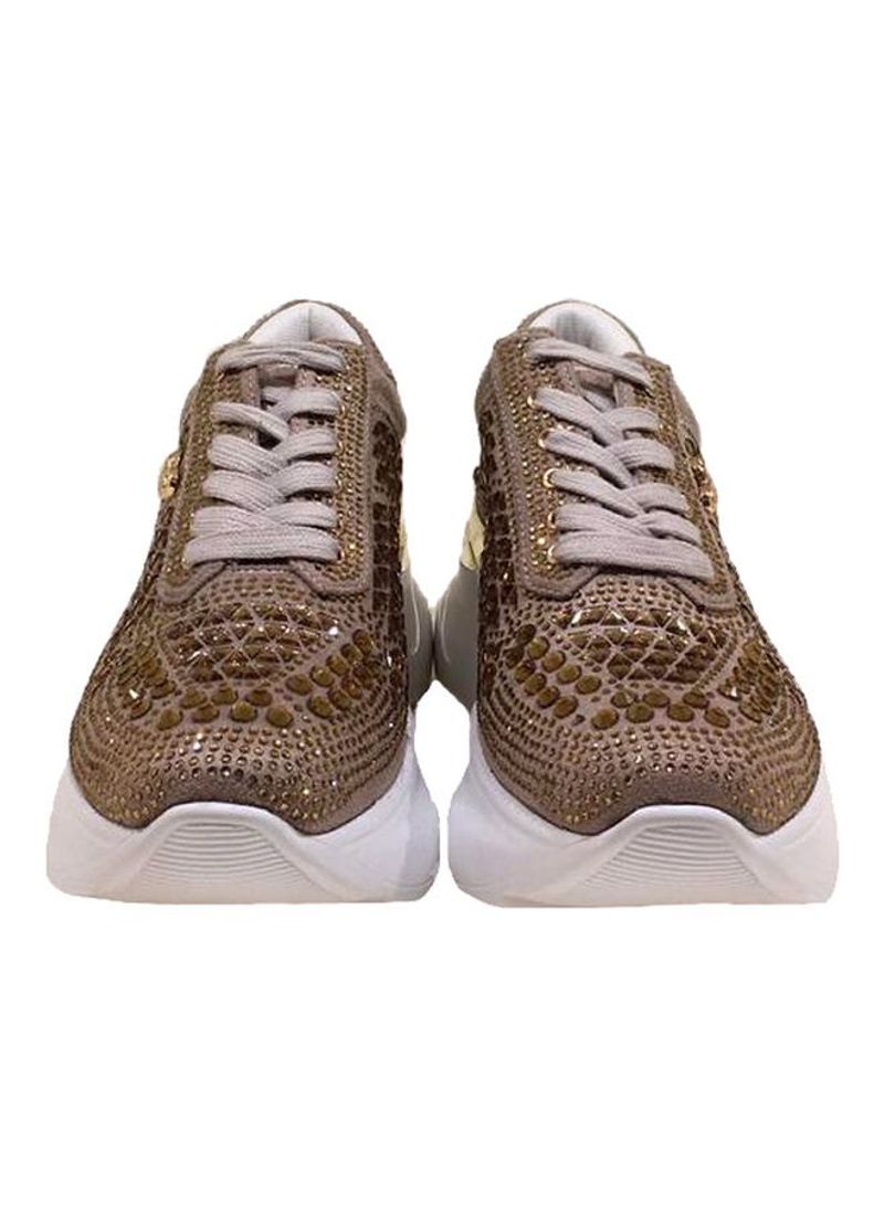 Lace Up Low Top Sneakers Micro Beige