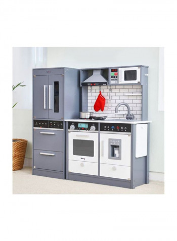 Wooden Kitchen With Refrigerator Pretend Playset
