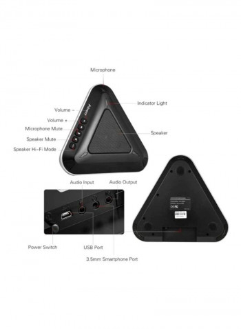 Wireless USB Video Conference Microphone Speakerphone MST-X1W Black