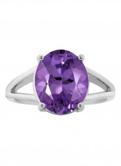 Gem Stone King 4.60 Ct Amethyst Gemstone Birthstone 925 Sterling Silver Women's Ring