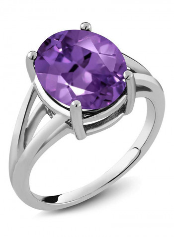 Gem Stone King 4.60 Ct Amethyst Gemstone Birthstone 925 Sterling Silver Women's Ring