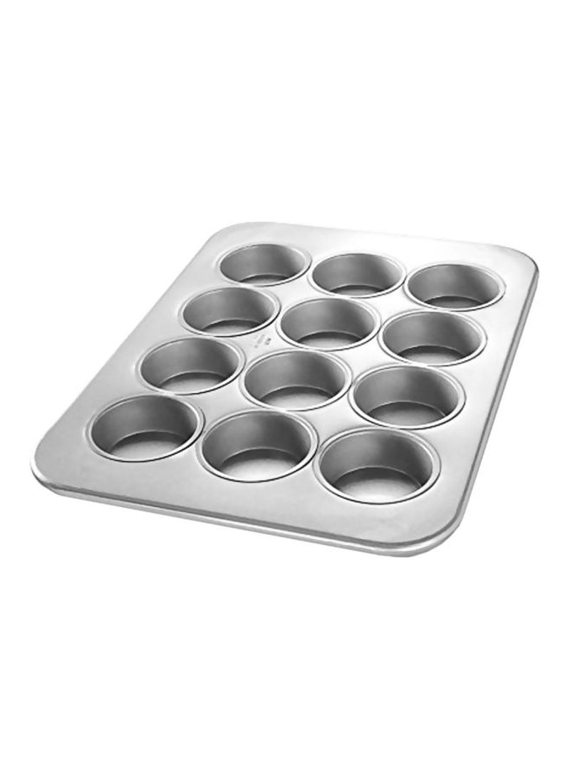 12-Piece Cavity Texas Muffin Pan Silver 16.5x12x1.2inch